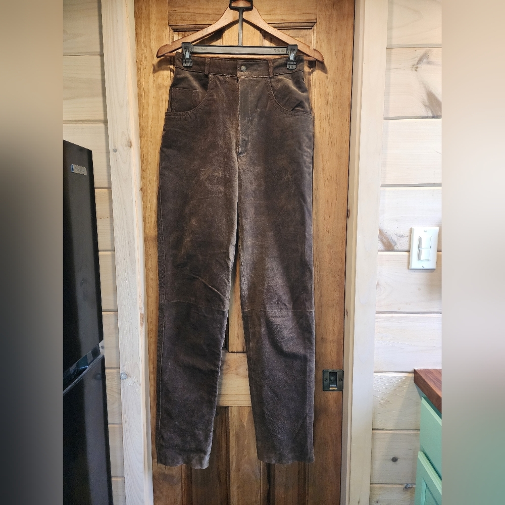 Vintage Suede Leather High Waisted Pants